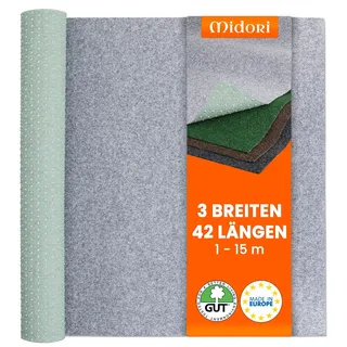 Rasenteppich Kunstrasen-Teppich Grau Drainage-Noppen Outdoor Balkon 1490 g/m2