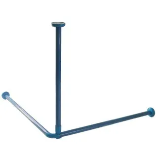 DECKENHALTERUNG DECKENSTÜTZE FÜR DUSCHVORHANGSTANGE WINKELSTANGE BLAU ALU 55 CM - INDIVIDUELL KÜRZBAR! UNDERSEILING OF CORNER ROD BLUE!