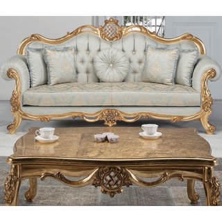 Casa Padrino Luxus Barock Couchtisch Antik Gold 118 x 87 x H. 50 cm - Massivholz Wohnzimmertisch - Möbel im Barockstil