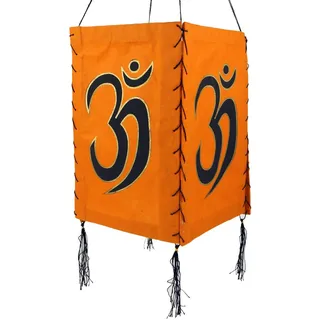 Lokta Papier Hänge Lampenschirm, Deckenleuchte, Om orange | Handgeschöpftes Naturpapier, warmes Licht, unebene Oberfläche, ideal für gemütliche Räume, traditionelles Design.