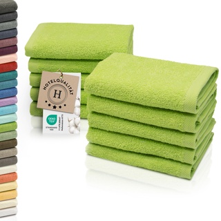 ZOLLNER 10er Set Seiftücher - weiche und saugstarke Waschlappen - waschbar bis 95°C - Baumwolle - 30x30 cm in grün