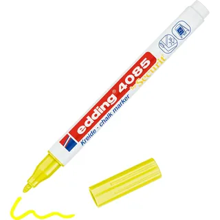 edding 4085 Kreidemarker - neon-gelb - 10 Kreidestifte - Rundspitze 1-2 mm - dünner Kreidestift für Tafel abwischbar - zum Beschriften von Fenster, Glas, Spiegel - Tafelstift mit deckenden Farben