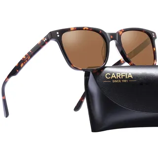 CARFIA Vintage Polarisierte Sonnenbrille Damen UV400 Schutz, Quadratische Sonnenbrille mit Acetatrahmen S - S
