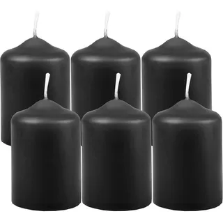 HS Candle Wachskerzen Stumpenkerzen Schwarz Ø4cm x 6cm (6 Stück) Teelicht Durchmesser, in vielen Farben - Hergestellt in EU - Kerzen Blockkerzen - Wachs