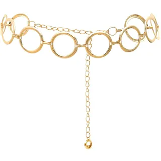 LumiSyne Mode Gürtel Für Damen Kettengürtel Metall Ring Taillengürtel Gold Silber Haken Schließe Verstellbar Kleid Hüftgurt Körperkette Für Party Hochzeit Alltagskleidung(Gold) - Einheitsgröße