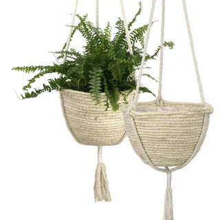 SyangKaitian Natürliche hängende Seegras-Pflanzkörbe, Makramee-Pflanzenaufhänger, Innen-Boho-Pflanzenaufhänger, für Innen- und Außendekorationen, Zaun-Pflanzgefäße, Pflanzen-Blumentöpfe
