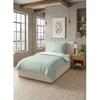 biberna Bettwäsche Mako-Satin Uni Grün 135 x 200 cm + 80 x 80 cm