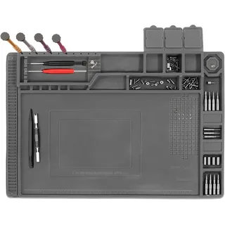 VUTYNKO Lötmatte Silikon, 45x30cm 500°C Silikonmatte Hitzebeständig, Antistatik Verdickte Magnetmatte Soldering Mat für Lötpistolen Heißpistolen Elektronik Löten Reparatur