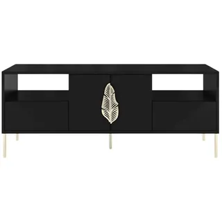 Skandica Lowboard, Schwarz, Gold, Metall, 138x60x40 cm, Wohnzimmer, Wohnwände, Lowboards, Lowboards stehend