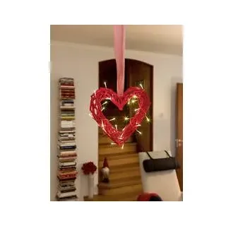 Konstsmide 6217-550 Holz-Figur Herz Warmweiß LED Rot