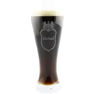 Bierglas, Bierkrug, Weizenglas mit Gravur Wunsch-Motiv und Wunsch-Name, Text personalisiert, Geschenkidee für Bierfreunde, Glas: :Weizenbier 0.5l