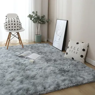 CHENMIAO Shaggy Hochflor Teppich 180 x 230 cm Gemütlicher & Weicher Modern Langflor Teppiche für Schlafzimmer Waschbar, Anti-Rutsch Unterseite für Wohnzimmer, Schlafzimmer, Hellgrau