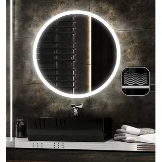 Badspiegeldesign - Badspiegel mit Beleuchtung LED Radlux, Durchmesser 100 cm, Runder Badezimmerspiegel mit Beleuchtung, Wandspiegel mit Natürlicher LED Beleuchtung und Heizmatte (Beschlagfrei)