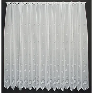 Gardinen Kranzusch Scheibengardine Schmetterlinge (1 St), Stangendurchzug, transparent, Stablöcher,transparent,verschiedene Höhen, Breiten weiß 132.0 cm x 150 cm