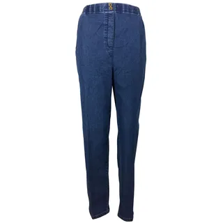 K-Milano Damen Jeanshose Stretch Hose mit Stickerei, Strass und Komfortbund, Schlupfjeans aus Baumwolle/Spandex-Mix, Made in Italy - 48-50