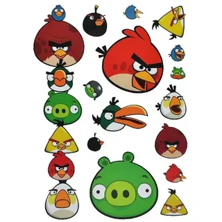 alles-meine.de GmbH 15 TLG. Set Wandtattoo/Fensterbilder - lustige Vögel - selbstklebend + Wiederverwendbar - Wandsticker Vögel Red Jim Jake Chuck Schwein Sticker Aufkleber