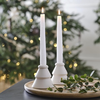 Ginger Ray Weiße Keramik-Kerzenhalter für den Weihnachtsbaum, Tischdekoration, 2 Stück