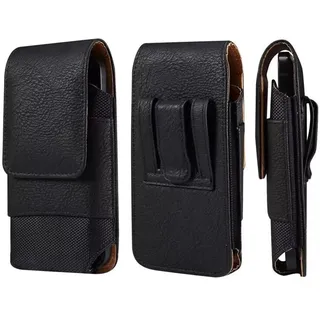 Herren Handy Gürtelclip Tasche Leder, Bauchtasche Handy Schwarz, Vertikal Handyholster Universal Gürteltasche Leder Hüfttaschen Geldbörse Handyhalterung Karabiner Taillentasche für Wandern Camping
