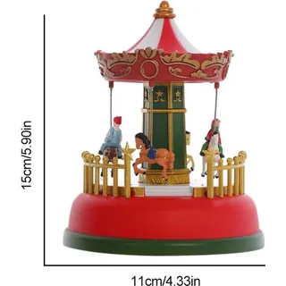 flammkraft Mini Weihnachts-Spieluhr Leuchtendes Musikkarussell Riesenrad