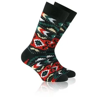 Rohner Socks Socken Tagessocke Fashion Vintage Edition (Baumwolle) schwarz/rot - 1 Paar schwarz 43-46