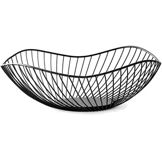 PTHDEW Obstschale, Metall Obstschale, 1 Obstkorb, Früchtekorb, Draht Obstkorb, Obstschalen, Handgeschweißt, Rutschfest, Starke Tragfähigkeit, für Obst, Gemüse, Kleinigkeiten, Dekoration (Schwarz)