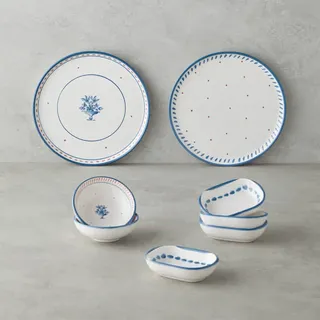 English Home Whisper Keramik-Frühstücksset, 8-teilig, 2 Portionen, Blau