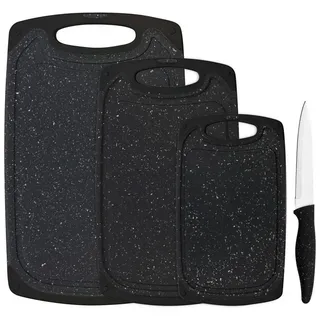 GRÄWE Schneidebrett Gräwe Schneidebrett-Set, 4-teilig, inkl. Messer, Granit-Look, Gräwe Schneidebrett-Set, 4-teilig, inkl. Messer, Granit-Look schwarz