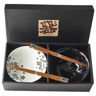 Made in Japan Tafelservice Bowl & Chopsticks 2er Set, Keramik, Holz schwarz