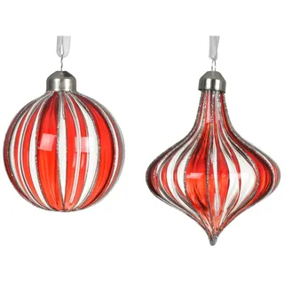 Kaemingk Weihnachtskugel Ø 8 cm | Rot/Weiß  bitte Wähle dein Wunschdesign aus