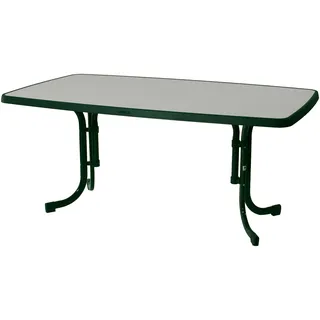 Sieger Boulevard-Klapptisch mit mecalit-Pro-Dekorplatte, 150 x 90 cm, smaragdgrün, Marmordekor weiß