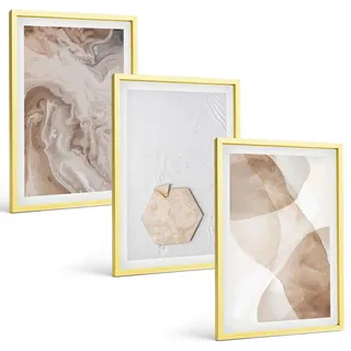 BILDER SET 3er Set - 40x60 cm Goldrahmen - Designerabstraktion der Natur