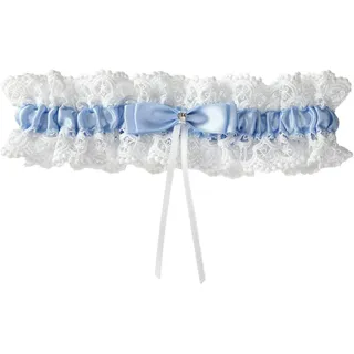 Blaues Strumpfband für Hochzeiten mit Perlen Blumenspitze Elastisches Braut-Strumpfband Blau als Geschenk, Accessoire oder Deko für Brautkleid Wedding