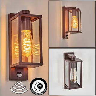 hofstein Außenwandleuchte Metall/Glas mit Bewegungsmelder IP44 rost/klar