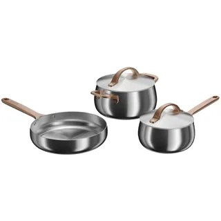 BergHOFF Home Topfset Edelstahl – 5-tlg. – Topf und Pfannenset Set mit Deckel - Kochtopfset für alle Herdarten – Kochtöfe Set - Topf Herd Set - Rose gold