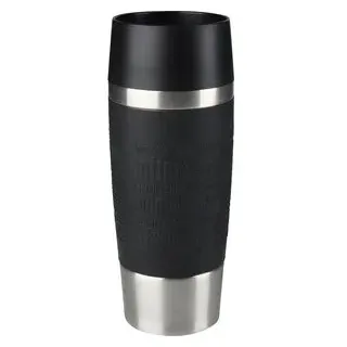Emsa Isolierbecher Travel Mug 513361, 360 ml, hält 4h warm, Edelstahl doppelwandig, schwarz