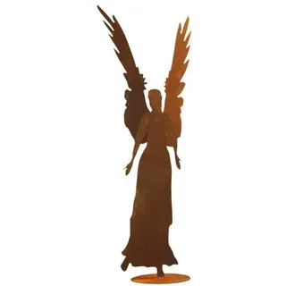 Engel Celeste 87cm 3D doppelte Flügel Rost Edelrost Metall Figur Rostfigur Weihnachtsengel Elfe + Original Pflegeanleitung von Steinfigurenwelt