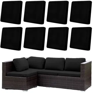 Hiseng Outdoor Sitzkissenbezug Terrasse Gartenpolster Ersatzbezug, Volltonfarbe Weich Stretch Sitzkissenbezug Sofa Kissenbezüge mit Gummiband für Terrassenmöbel, Gartenmöbel (Schwarz,8 Stück)