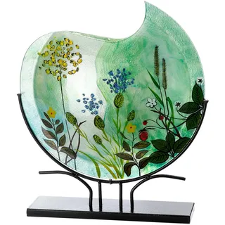 Glas Art Bodenvase Wild Flowers aus Glas - rund - Mehrfarbig - glänzend - Höhe 48cm x Breite 50cm - Nicht wasserdicht - handbemalt