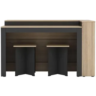 Vente-Unique Kücheninsel, Schwarz, Natur, Holz, Rechteckig, 138.7x82x79.2 cm, Küchen, Küchenmöbel, Kücheninseln