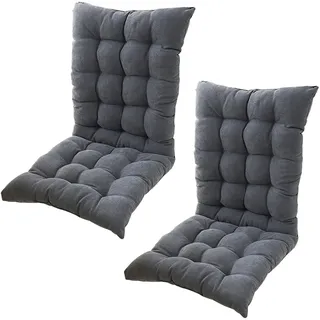 Hoowarm Stuhlauflage Outdoor/Indoor, 4/2/1er Set mit Rückenlehne Esszimmer Stuhlkissen, Rutschfestes Niedriglehner Auflagen mit Bänder Garten Sitzkissen für Küchen, Büro(B3,40x40x55cm(2PCS))