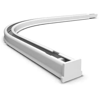 Rollmayer Gardinenschiene Aluminium glänzend Einläufige Deckenschiene mit SMART-KLICK Montage Innenlaufschiene für Gardinen & Vorhänge (Rundbogen Weiß Paar)