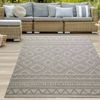 Teppich-Traum Teppich Wohnzimmer Esszimmer Terrasse Garten Outdoor Sisal Optik Ethno Design angenehm modern in Beige Braun 240 x 340 cm