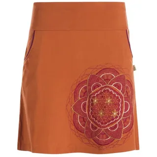 Vishes Minirock Kurzer Damen Baumwoll-Rock Taschen-Rock Mini-Röcke Blume des Lebens Hippie, Ethno, Boho Style orange 42