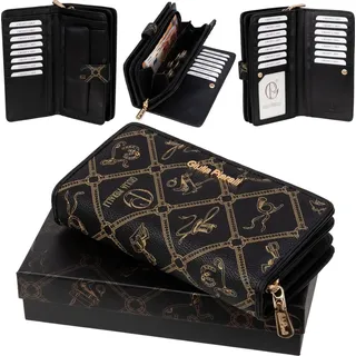 Giulia Pieralli Damen Geldbörse Geldbeutel Brieftasche Portmonee XXL NERO (5003)