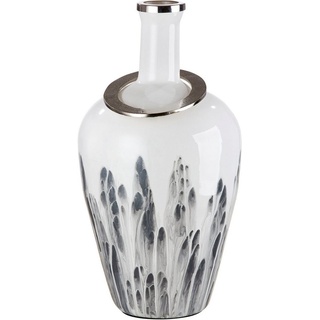 GILDE Bodenvase Statuario, durchgefärbtes Glas, mit Metallring grau|weiß Ø 34,00 cm x 34,00 cm x 56,00 cm x 34,00 cm