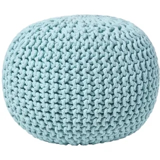 Homescapes Strick-Pouf, Hellblau, Textil, Uni, Rund, 40x35x40 cm, Wohnzimmer, Hocker, Poufs
