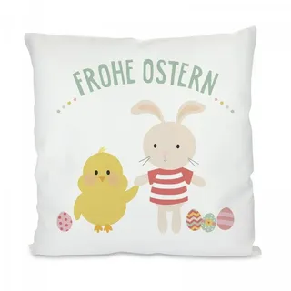 Herzbotschaft Dekokissen Kissen mit einseitigem Motiv Frohe Ostern, Kissenhülle mit Füllung