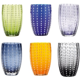 Zafferano Gläser-Set Perle Handgemachtes Gläser Set 6 Stück - Farblich Sortiert, 6-teiliges Set blau|bunt|grau|grün
