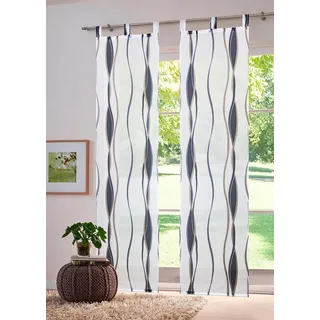 OTTO home Schiebegardine Dimona (2 St), Schlaufen, transparent, Voile, 2er-Set, Fertiggardine, inkl. Beschwerungsstange, Wellen blau|weiß 57 cm x 175 cm