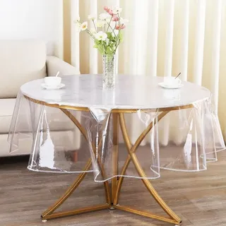 Wapasezyar Tischdecke Transparent Rund 140cm, PVC Tischfolie Rund, Tischschutz Schutztischdecke Folie Fettdicht Tischschutzfolie Tischschutz, Wasserdicht Tisch Schutzfolie Durchmesser 140cm